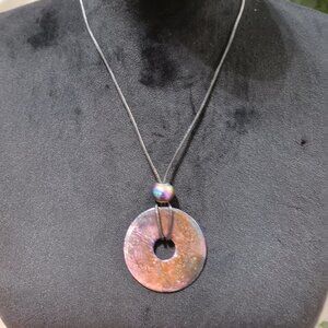 Vintage Womens Retro Big Disc With Lobster Clasp Pendant Necklace